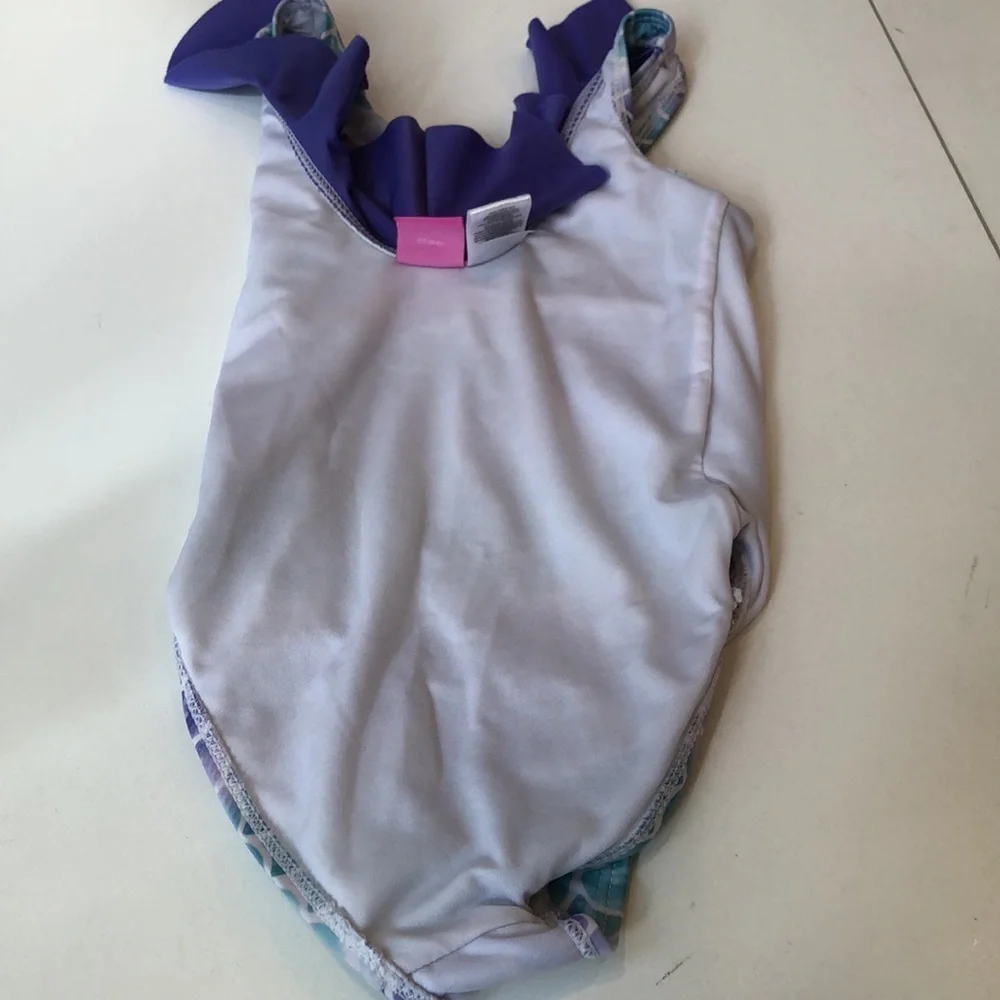 Disney Princess Ariel Mermaid Purple Teal Swimsuit Little Girls XS